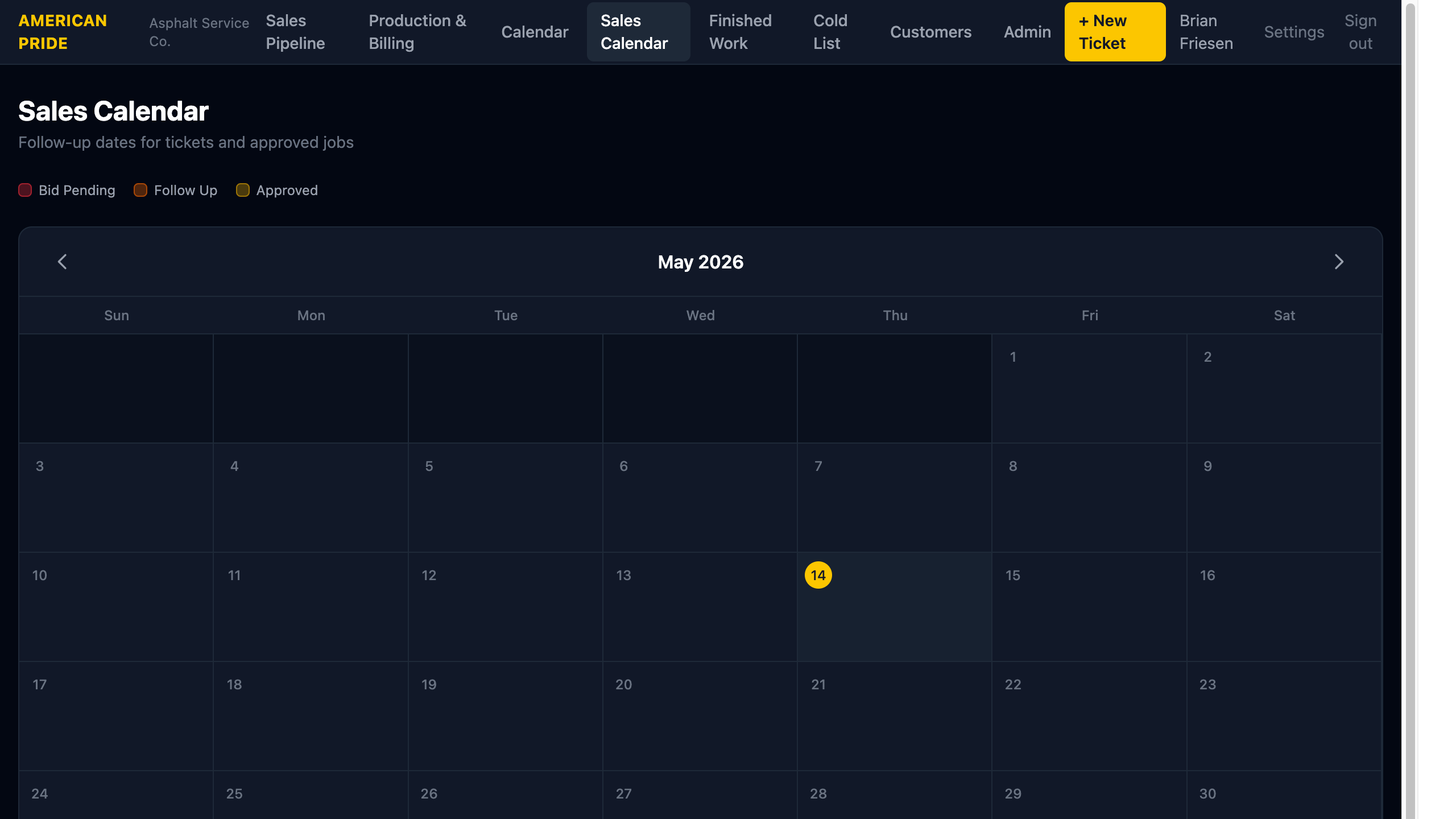 Sales Calendar